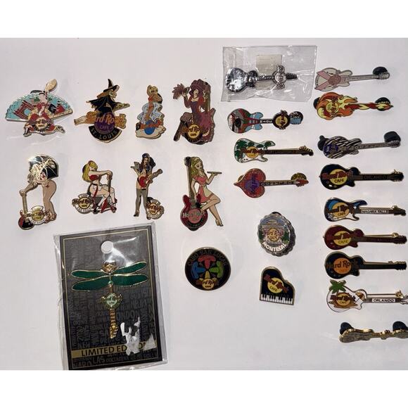 LOT 25 HARD ROCK CAFE Pins Staff Girls Guitar Holiday Anniversary US WORLDWIDE - Picture 1 of 16